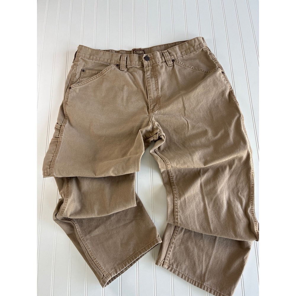CE Schmidt Mens Brown Cotton Canvas Carpenter Work Wear Pants 38x31 (Tag 40x32)